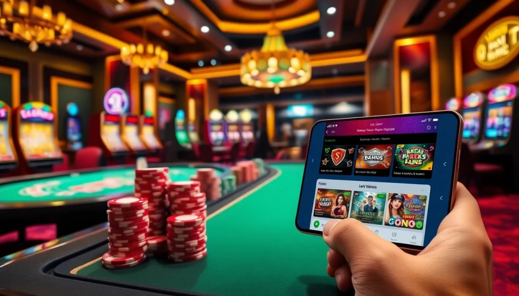 Engage in thrilling gaming experiences at Nhà Cái GO99 with vibrant casino visuals.