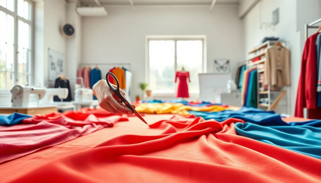 Creëer unieke kleding met stretch stoffen in een inspirerende naaiwerkplaats.