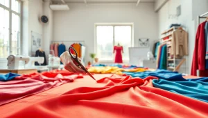 Creëer unieke kleding met stretch stoffen in een inspirerende naaiwerkplaats.