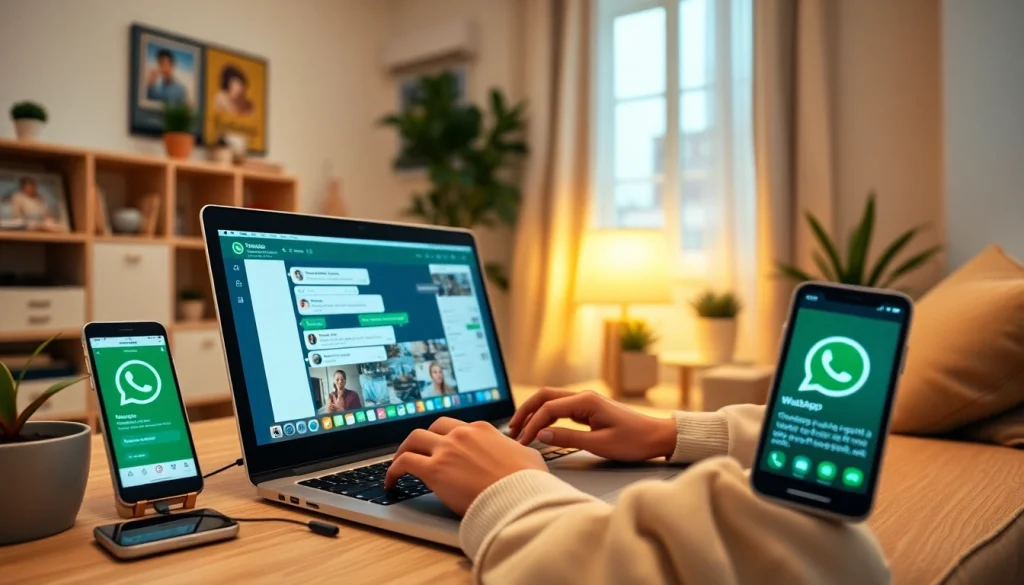 WhatsApp网页版：用户在舒适的家庭办公室使用 WhatsApp Web。