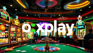 Experience exciting wins with Oxplay login at vibrant slot machines and classic casino elements.