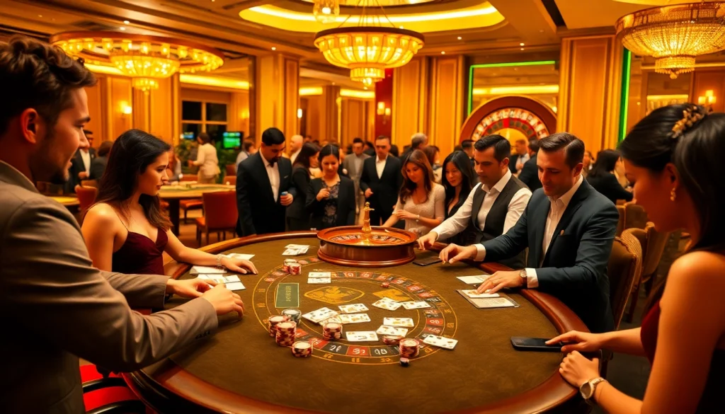 Experience thrilling action at https://rr88.navy/ with a vibrant casino scene featuring engaged players and vibrant gaming elements.