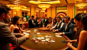 Experience thrilling action at https://rr88.navy/ with a vibrant casino scene featuring engaged players and vibrant gaming elements.