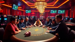 Betting on link alternatif sbobet at an upscale casino poker table with vibrant cards and chips.