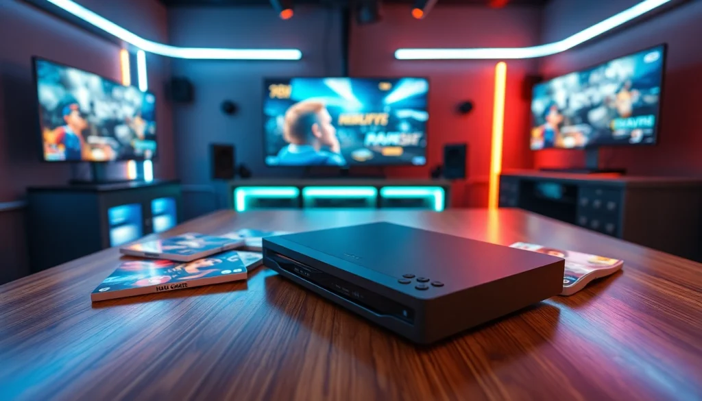 Showcasing new game releases 2026 with a gaming console and vibrant covers