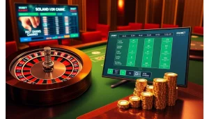 Experience thrilling gaming with sbobet link alternatif at a vibrant casino table filled with cards and chips.