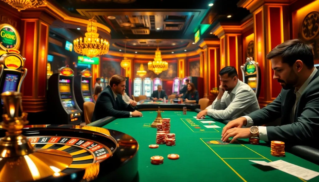 The hidden wiki illustrates a luxurious casino scene with players engaged at a vibrant poker table.