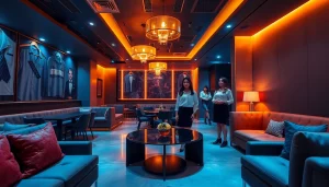 Suwon셔츠룸 interior with stylish decor, inviting atmosphere, and professional staff showcasing nightlife elegance.