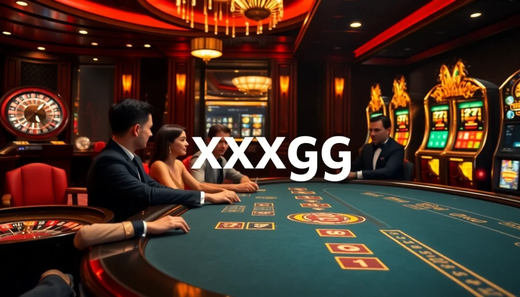 Players enjoying poker at a luxurious casino table while embracing the thrill of xxgg.