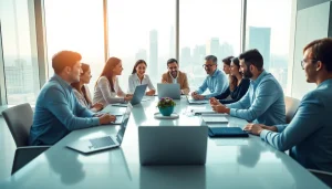 Engaging discussion on hubspot crm free benefits in a vibrant office setting.