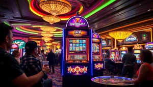 Menangkan permainan igamble247 slot yang menarik di kasino yang penuh warna dan ramai.