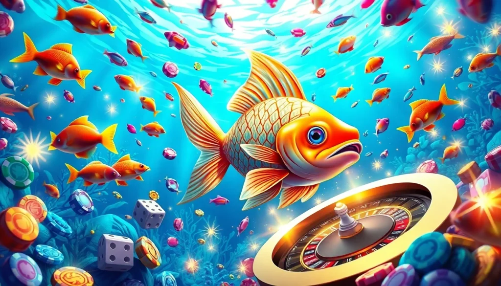 Experience the thrill of bắn cá đổi thưởng with vibrant fish and casino excitement.