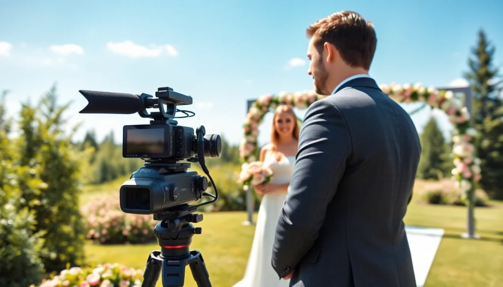 Capture by an edmonton videographer at a wedding ceremony with vibrant scenery.