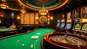 Experience high-stakes excitement at DH88 with players enjoying poker and roulette in a luxurious casino setting.