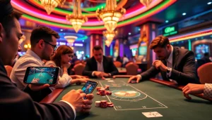 Engaging players experiencing idn poker online in a vibrant casino-like atmosphere.