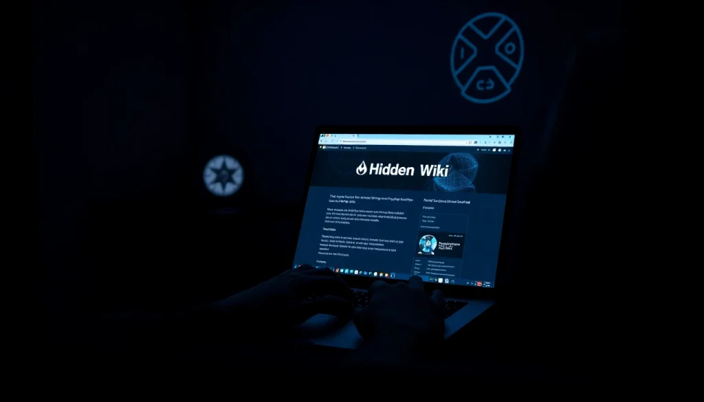 Explore the hidden wiki 1 through a captivating dark web browsing scene.