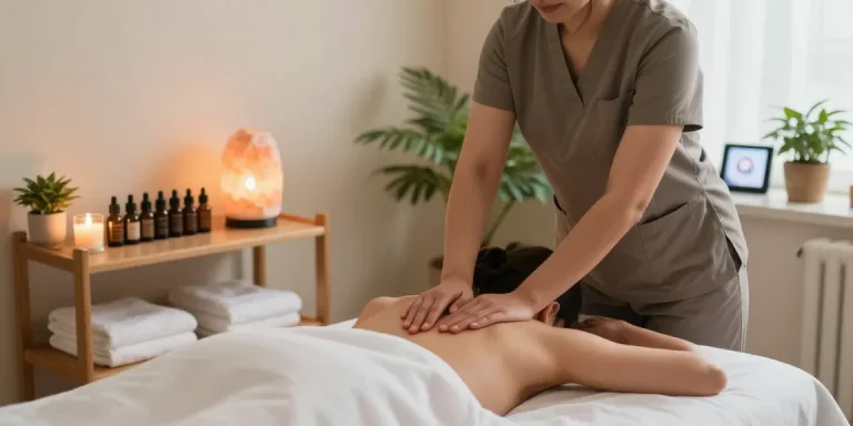 1인샵에서 편안한 마사지를 받는 모습으로 치유의 순간을 담은 사진